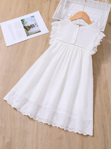 Young Girl's Casual And Comfortable Ruffled Hem Summer Dress