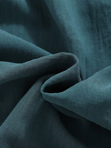 Young Girls Casual Comfortable Asymmetric Ruffle Waist Pleated Solid Color Short Sleeve Dress