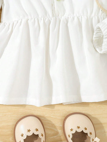 Young Girls' Casual Cute 3D Floral Half-Placket Ruffle Collar Long Sleeve Blouse