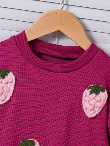 Young Girls Casual Cute Strawberry Decor Elegant Mesh Dress