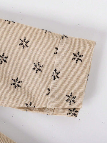 Young Girls' Casual Full Print Corduroy Shirt, Autumn/Winter