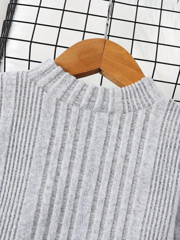 Young Girls Casual Knitted Thermal Crew Neck Sweater Dress For Winter