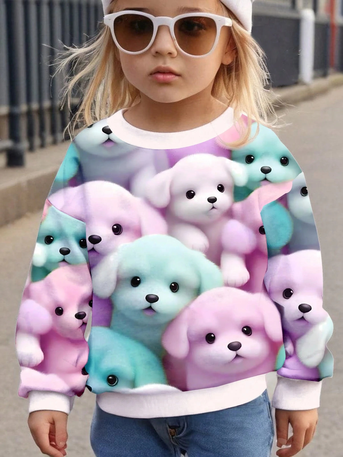 Young Girls Casual Loose Fit Round Neck Comfortable Daily Wear Knitted Long Sleeve Sweatshirt, Suitable For Autumn/Winter