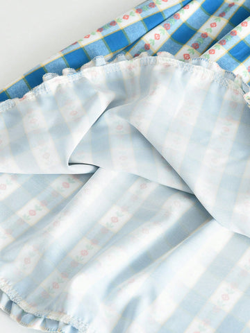 Young Girls Casual Plaid Sleeveless Dress Suitable For Summer