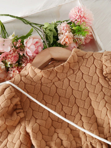 Young Girls Casual Plain Color Long Sleeve Dress With Matching Bag Set, Fashion Princess Style Thermal Lined, Autumn/Winter