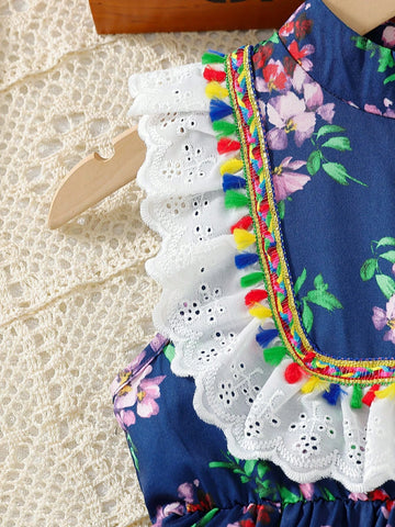 Young Girls' Casual Printed Simple Daily Dress (Random Pattern)