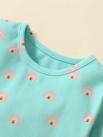 Young Girls" Casual Round Neck Short-Sleeved Mesh Dress Cartoon Pattern Summer Fashionable Trendy Style