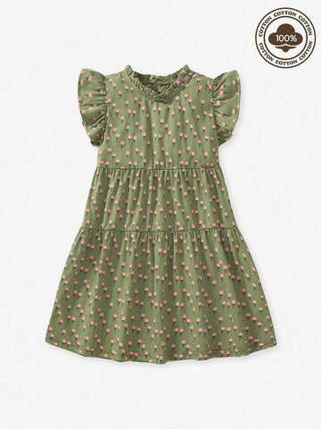 Young Girls' Casual Short Sleeve Cute Princess Dress For Summer