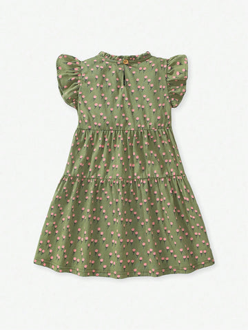 Young Girls' Casual Short Sleeve Cute Princess Dress For Summer