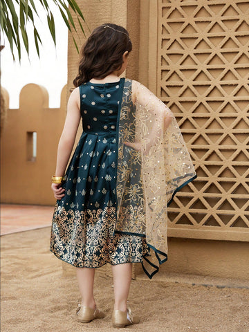 Young Girls' Casual Sleeveless Shift Dress, Simple And Fashionable For Everyday Wear