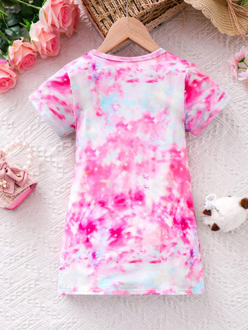 Young Girl's Casual Sporty Cute Cat Printed Dress