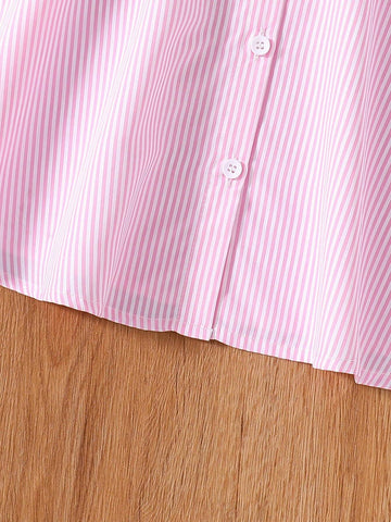 Young Girl's Casual Striped Shirt Dress, Spring/Summer