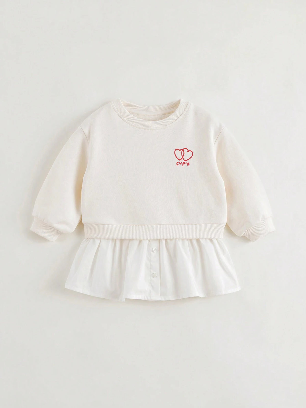 Young Girls Casual Sweet Floral Print Patchwork Hem Crew Neck Long Sleeve Sweatshirt Dress, Autumn