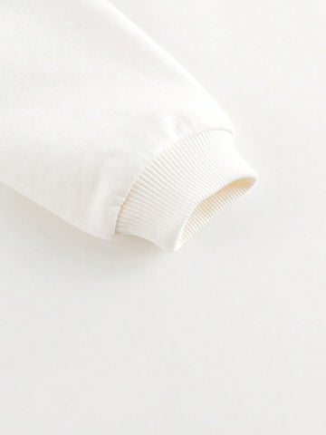 Young Girls Casual Sweet Floral Print Patchwork Hem Crew Neck Long Sleeve Sweatshirt Dress, Autumn