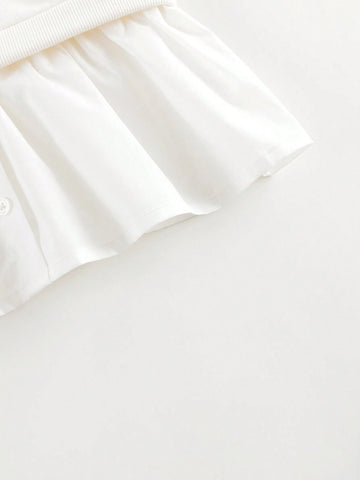 Young Girls Casual Sweet Floral Print Patchwork Hem Crew Neck Long Sleeve Sweatshirt Dress, Autumn