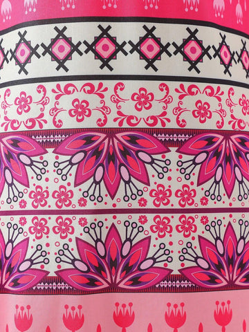 Young Girls' Casual Vintage Printed Long Sleeve Dress With Headband 2pcs/Set