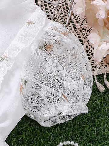Young Girls Chinese Style Mandarin Collar Lace Dress, Spring/Summer