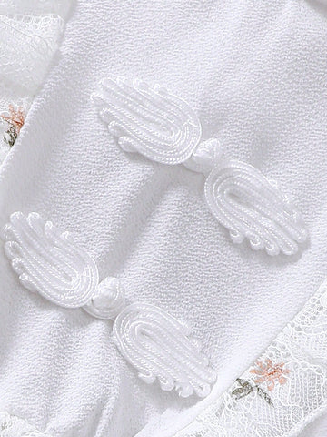 Young Girls Chinese Style Mandarin Collar Lace Dress, Spring/Summer