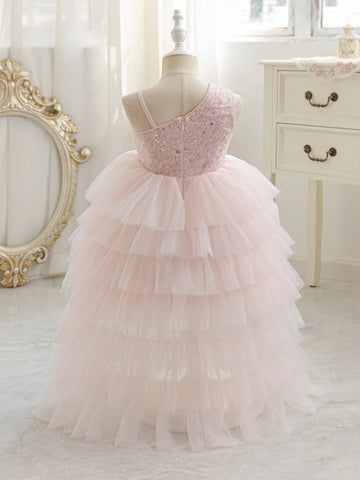Young Girls Christmas/Halloween Party Princess Tulle Puffy Dress, Flower Wedding/Birthday/Piano Recital Dress