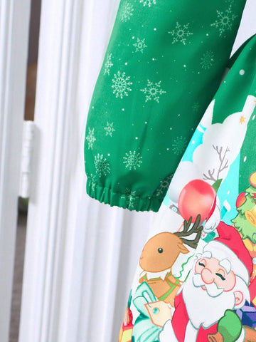 Young Girls Christmas Cute Ruffle Collar Tulle Princess Dress, Winter