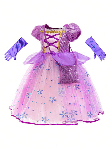 Young Girls Christmas Halloween Princess Dress Ball Gown Dress