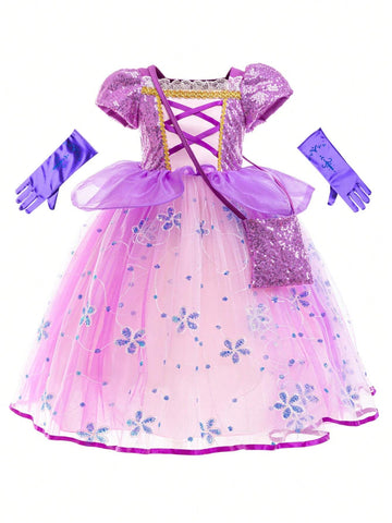 Young Girls Christmas Halloween Princess Dress Ball Gown Dress