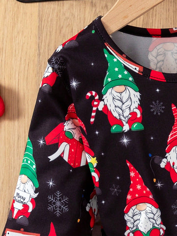 Young Girl's Christmas Print Simple Casual Daily Dress