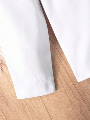 Young Girls Classic Casual School Style White Blouse With Large Bow Collar, Long Sleeve Shirt, Suitable For Formal Events, Gatherings, And Performances