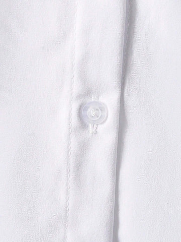 Young Girls Classic Casual School Style White Blouse With Large Bow Collar, Long Sleeve Shirt, Suitable For Formal Events, Gatherings, And Performances