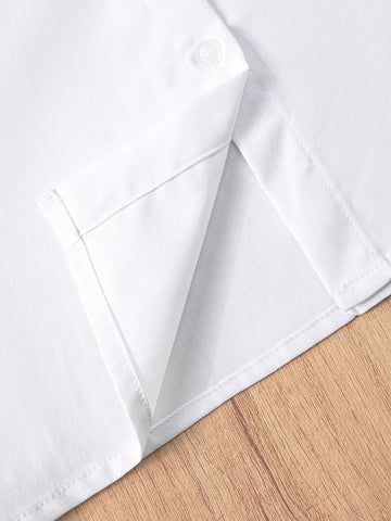 Young Girls Classic Casual School Style White Blouse With Large Bow Collar, Long Sleeve Shirt, Suitable For Formal Events, Gatherings, And Performances