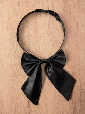 Young Girls Classic Casual School Style White Blouse With Large Bow Collar, Long Sleeve Shirt, Suitable For Formal Events, Gatherings, And Performances