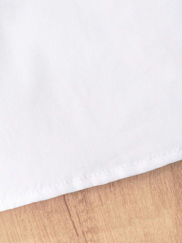 Young Girls Classic Elegant Button Down White Long Sleeve Blouse, Suitable For Formal Events, Parties, Performances And Ceremonies