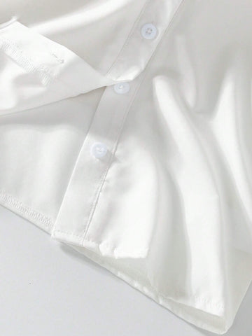 Young Girls' Collared Shirt With Floral Lace Trim And Front Button Opening