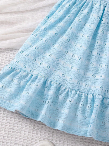 Young Girls' Color-Block Textured Ruffle Hem Dress