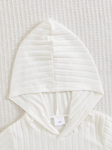 Young Girls Color Block Long Sleeve Hooded Knit Dress, Warm And Stylish, College Style, Autumn/Winter