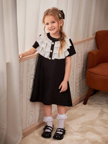 Young Girls' Color Block Minimalist Daily Dress