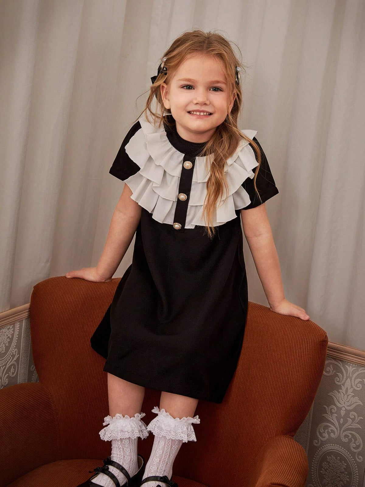 Young Girls' Color Block Minimalist Daily Dress