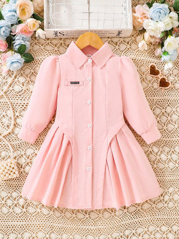 Young Girls Color Block Ruffled Patched Detail Midi Dress