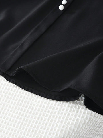 Young Girls Color Blocked Lapel Sleeveless Dress Sweet And Cute Style Suitable Wear In Summer