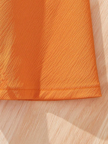 Young Girls' Colorblock Doll Collar Dress With Flower Embroidery And Puff Sleeves For Summer