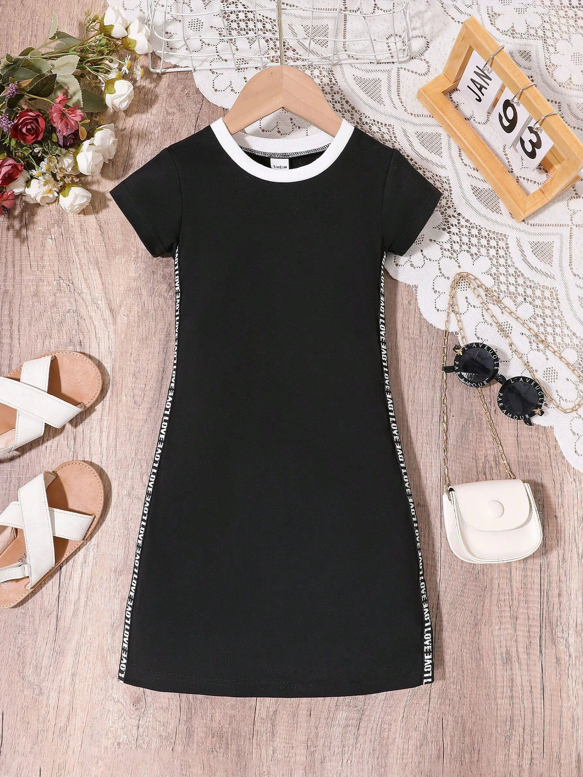 Young Girls Colorblock Short Sleeve Round Neck Simple Casual T-Shirt