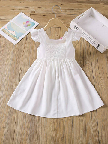 Young Girl's Colorful Mesh Rainbow Pattern Cap Sleeve Dress, Summer Vacation