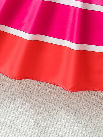 Young Girls' Colorful Sleeveless Dress, Cute And Suitable For Outdoor Activities In Summer