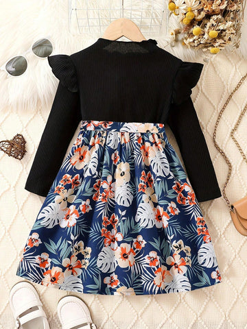 Young Girls Comfortable And Stylish Floral Flower Print Dress For Girls - Perfect For Parties