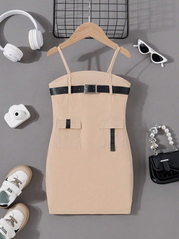 Young Girls" Cool Style Sling Dress For Spring/Summer
