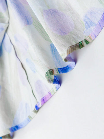 Young Girl's Cotton Honeysuckle Oil Painting Style Sleeveless Dress, 2024 New Summer Princess Dress For Girls