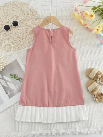 Young Girls Cute Bow Woven Fabric Dress For Summer