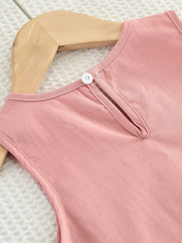 Young Girls Cute Bow Woven Fabric Dress For Summer