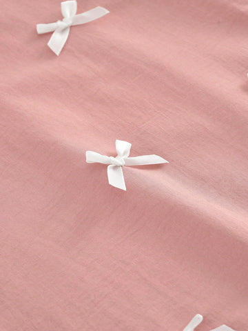 Young Girls Cute Bow Woven Fabric Dress For Summer