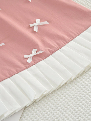 Young Girls Cute Bow Woven Fabric Dress For Summer